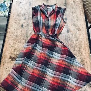 Womens M-L Vintage Plaid Dress